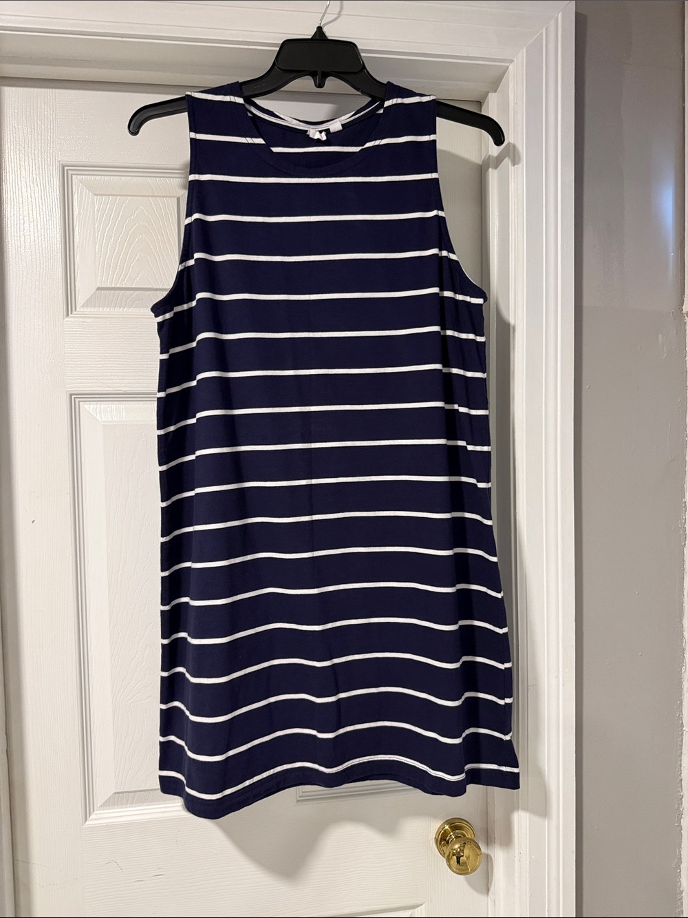 GAP Navy & White Striped Sleeveless Shift Dress - Casual Knit